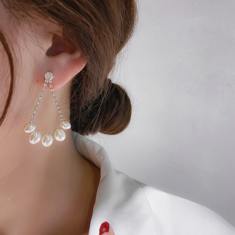 925銀針巴洛克水滴珍珠耳環韓國氣質百搭耳墜網紅新款時尚耳飾女