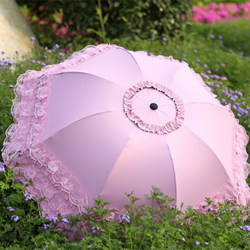 雨傘三折蕾絲花邊傘女神遮陽傘學生防曬太陽傘防紫外線晴雨兩用傘