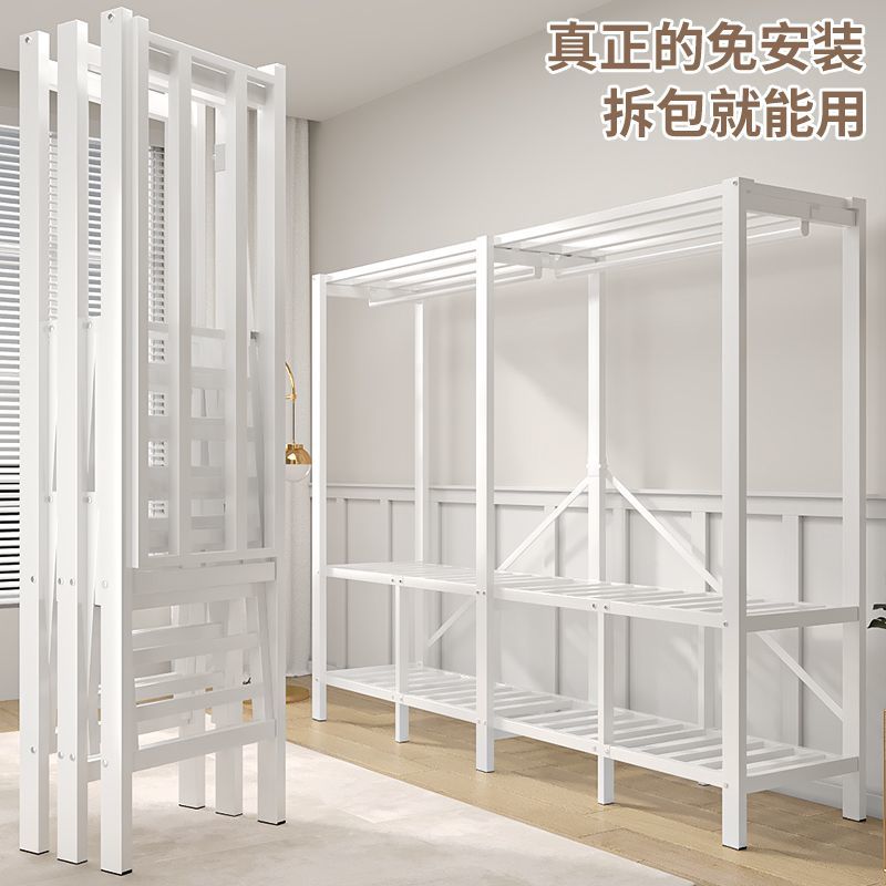 免運/開票 免安裝簡易衣櫃出租房鋼架臥室加粗加固衣櫥家用折疊耐用結實收納L080快速出貨