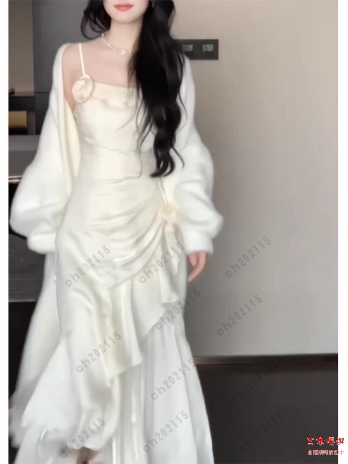尾牙禮服 洋裝 法式party小禮服吊帶裙女早秋生日禮服高階輕奢小眾不規則魚尾裙交換禮物 三木優選