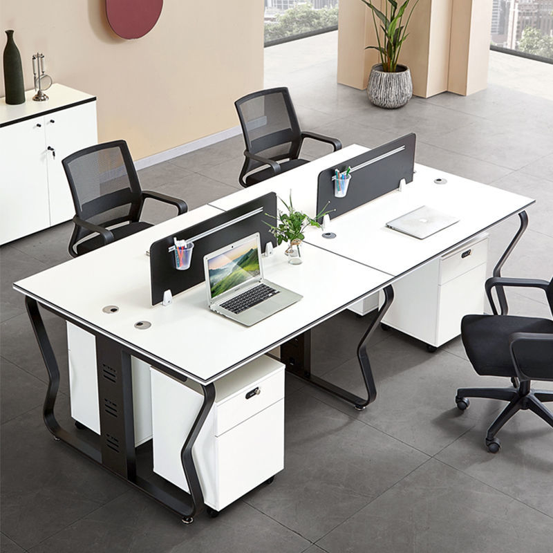 辦公桌簡約現代職員工作桌椅組合現代屏風雙人位員工會議桌電腦桌