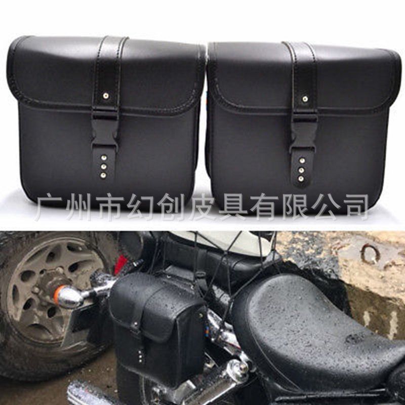 【防水皮革】機車側箱 哈雷側箱 巡航太子車箱 騎士包 旅行包 機車側包 重機包 防水耐磨 大容量收納 快拆設計 復古黑皮質感