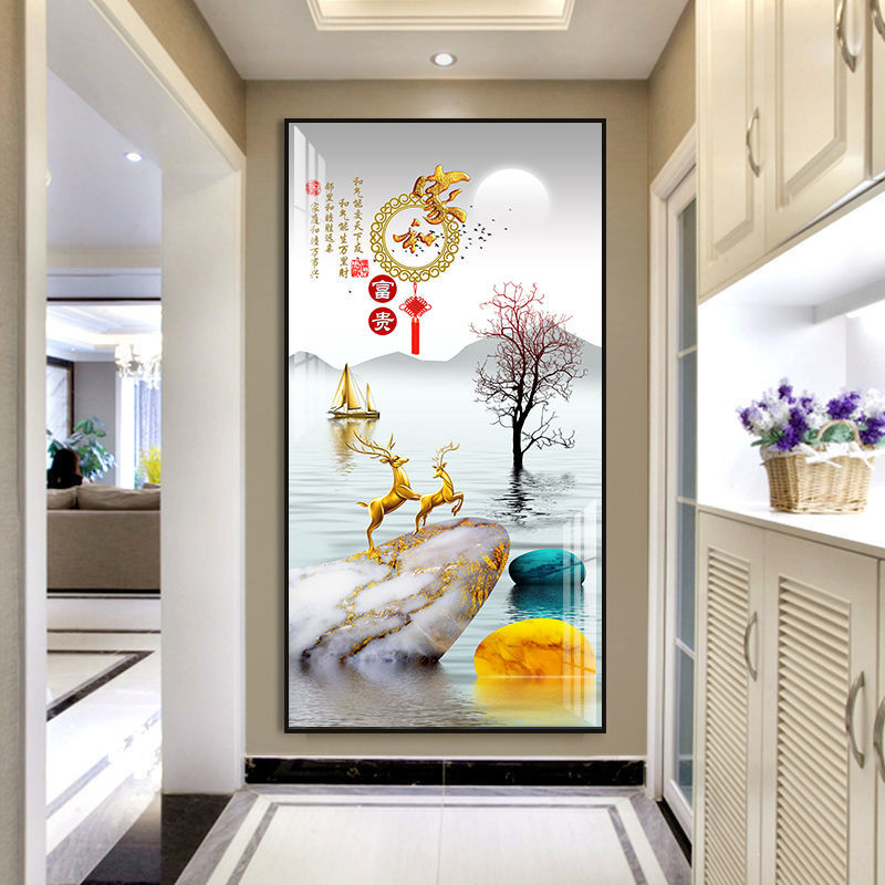 入戶玄關裝飾畫走廊過道墻壁畫豎版現代簡約輕奢北歐客廳晶瓷掛畫