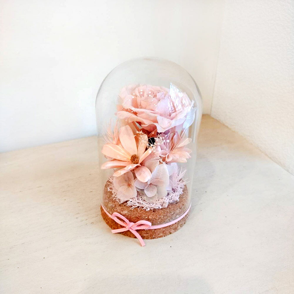 萩蒔花花藝x覓品竹北手作店-乾燥花x永生花創作橢圓玻璃花盅-柔美粉玫瑰 3