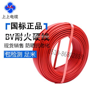 上上電線電纜耐火NH-BV1.5/ 2.5/4/6/10/16平方單芯銅線國標