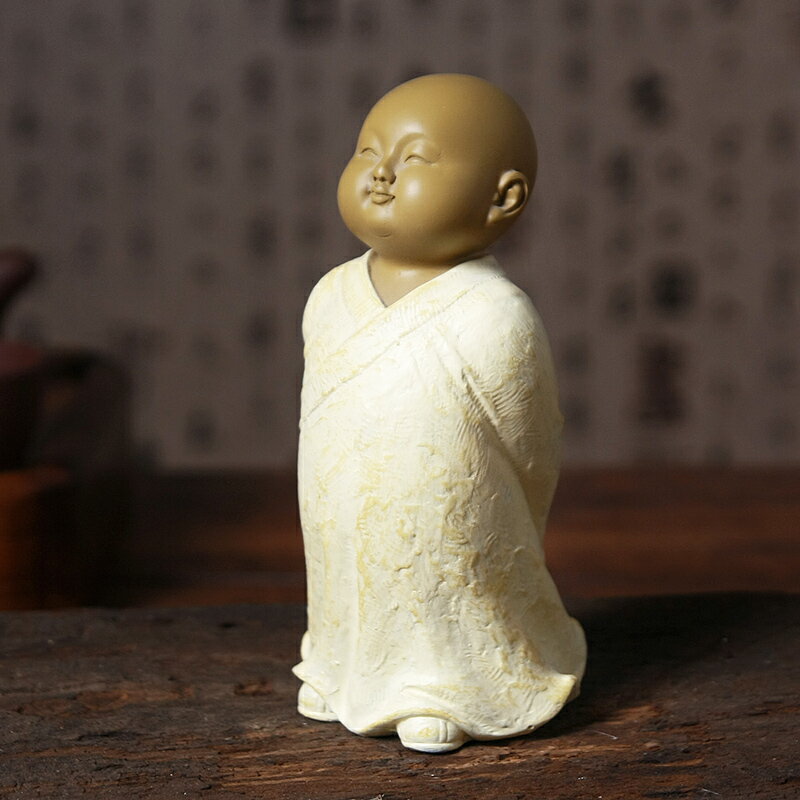 TQJ和尚擺件小沙彌禪意家居裝飾工藝品中式客廳書房辦公桌茶寵