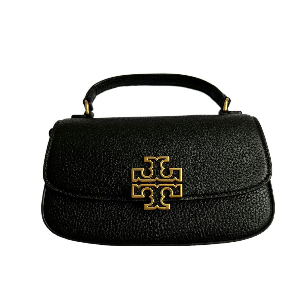 精選★TORY BURCH Britten 經典金屬鏤空Logo磁扣開合頂部提手可調節肩帶 荔枝紋皮革 女款迷你單肩斜挎手提包 149645【限時加碼★全館免運 領券再現折!!】~