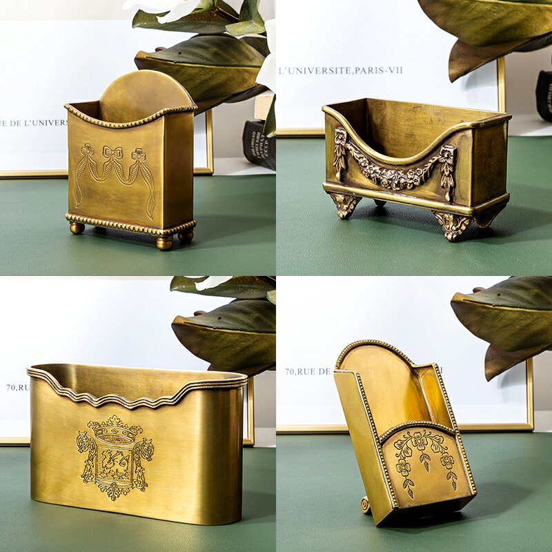 進口歐式黃銅手工雕花創意餐紙盒家居裝飾餐巾收納名片盒名片夾