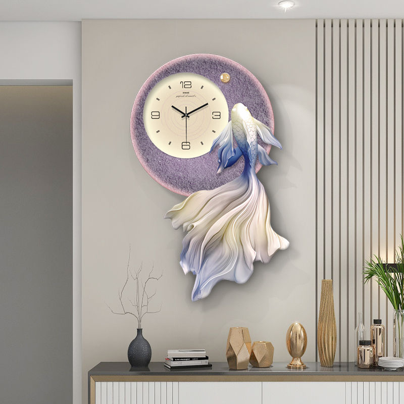 裝飾畫掛鐘客廳2023新款靜音鐘表家用現代簡約創意時鐘壁燈掛墻表