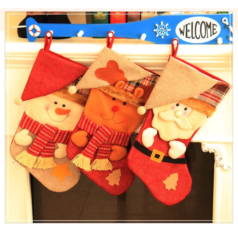 圣誕襪子禮物袋好看蘋果手提幼兒園可愛卡通麋鹿創意裝飾品平安夜1入