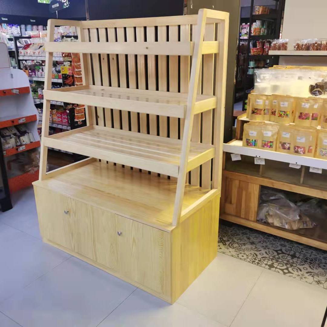 免運/開票 實木麵包架子超市便利店蛋糕糕點烘培貨架中島櫃木質靠墻展示櫃S083快速出貨