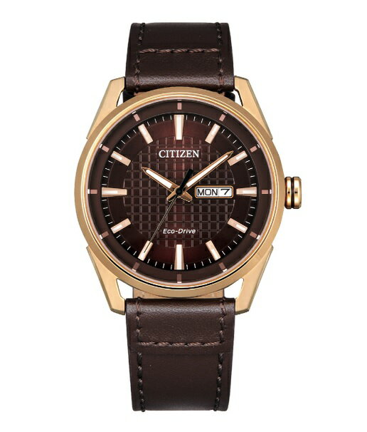 CITIZEN 星辰 AW0083-08X 時尚格紋光動能紳士腕錶 /巧克力色 42mm｜樂天領券折300★全館特惠中★指定刷卡回饋10%