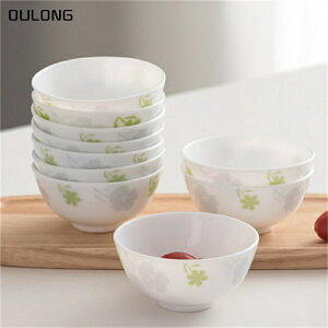 瓷碗飯碗家用套裝玻璃碗白玉玻璃餐具透明米飯碗學生小號碗盤10件