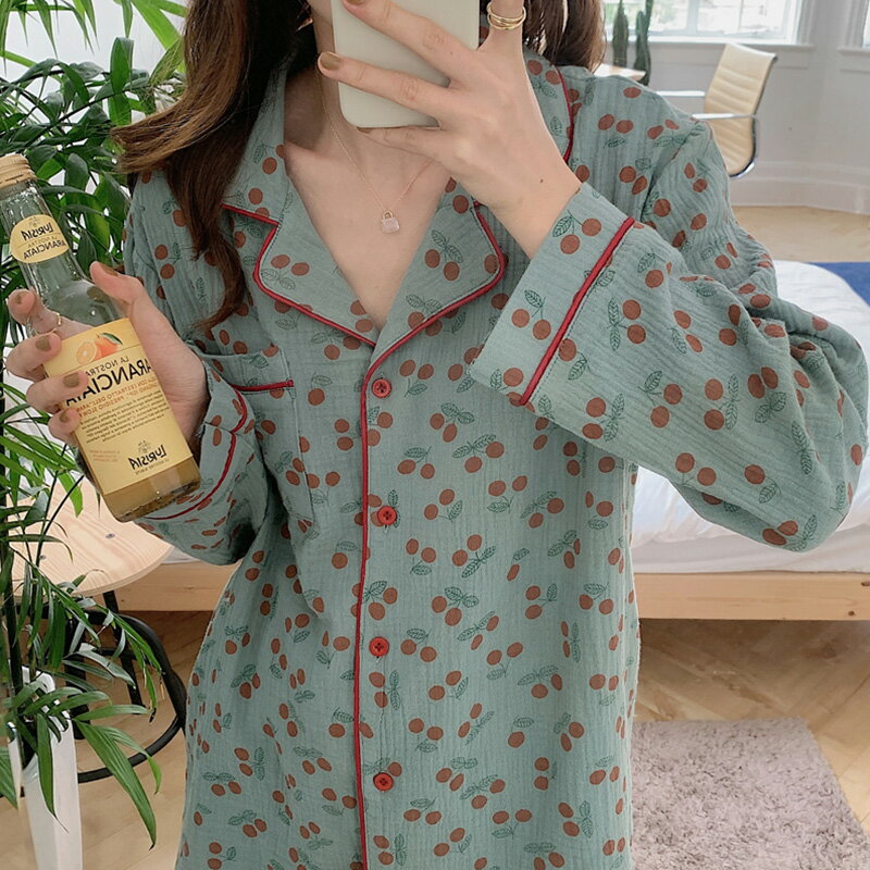 寬松長袖開衫睡衣女秋季新款兩件套舒適洋氣睡褲家居服套裝潮