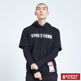假兩件厚長袖帽T恤