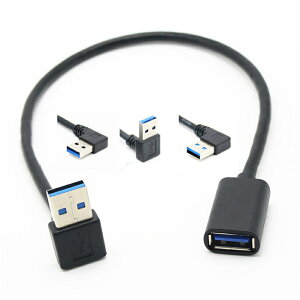 【易控王】USB3.0 上、下、左、右彎頭 公/母 延長線 0.3米 藍色