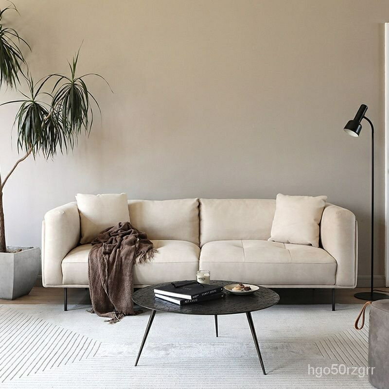 科技佈沙發北歐錶情佈藝沙發現代簡約小戶型客廳奶白色三人位沙發