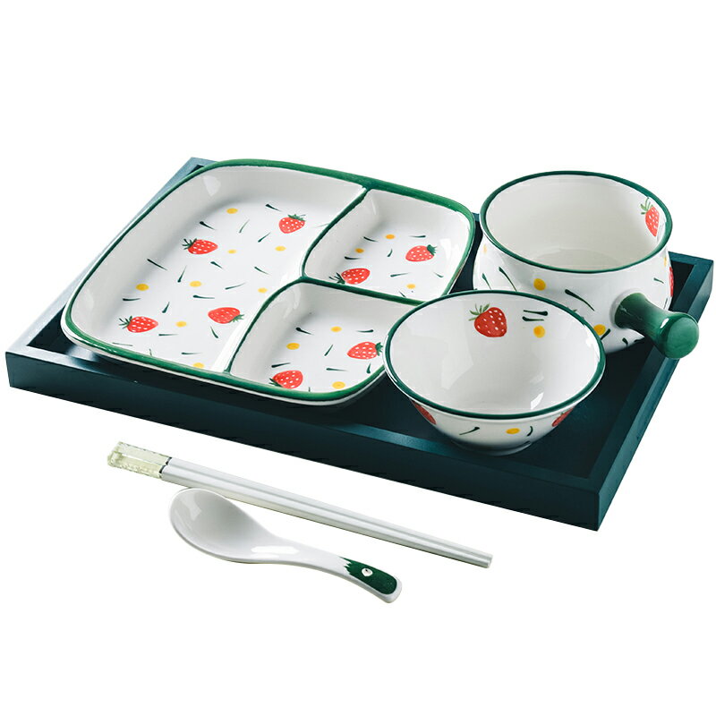 日式陶瓷分格盤家用早餐盤子創意一人食餐具套裝兒童分隔餐盤網紅 全館免運