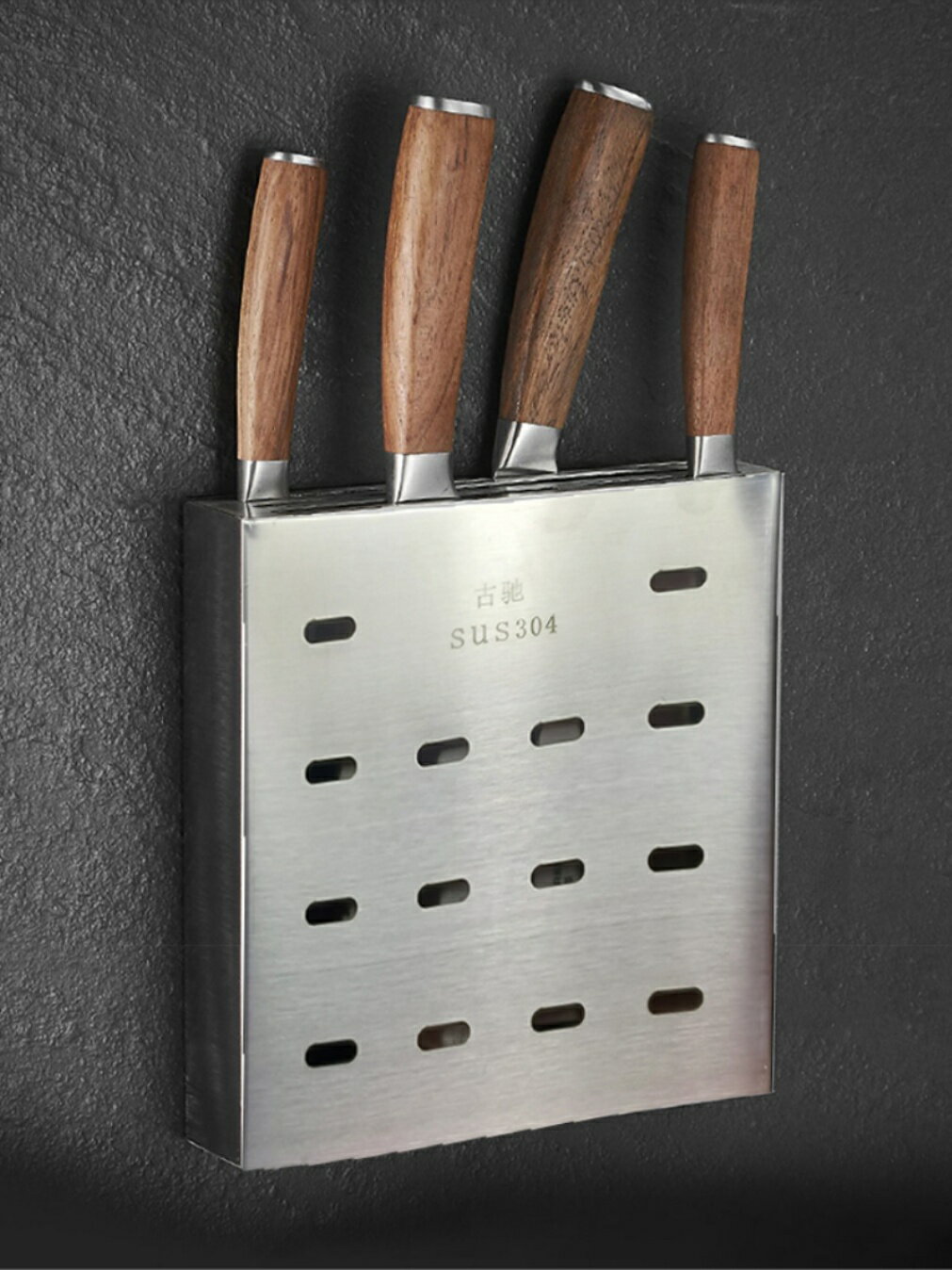 家用304不銹鋼壁掛式置物架上墻刀廚房免打孔刀架刀具菜刀收納架