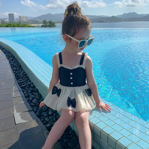 女童連體泳衣女寶寶洋氣可愛公主泳裝甜美裙式韓國女孩兒童游泳衣