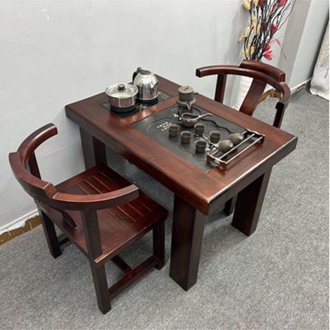 免運 開立發票 茶桌 老船木小戶型茶幾陽臺茶桌椅組合實木小茶臺家用客廳簡約套裝一體 快速出貨