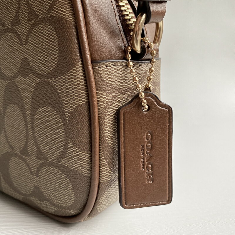 美國百分百【全新真品】COACH 肩背包 斜背包 流行 手袋女包 小包 皮包 C9926 白色/卡其印花  CD20 6