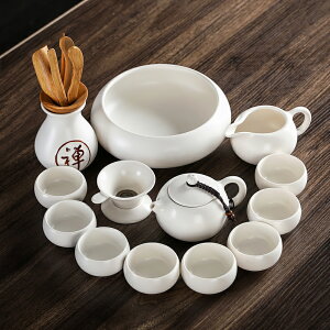 輕奢白瓷茶具套裝功夫客廳簡約家用茶辦公室陶瓷會客壺杯泡小茶道