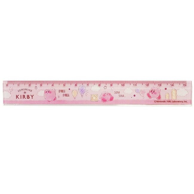 粉色款【日本正版】星之卡比 直尺 15cm 塑膠尺 卡比之星 Kirby 任天堂 - 633205