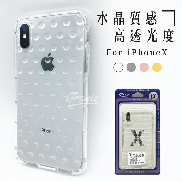 iPanic iPhone X 水晶真空壓力殼 防摔殼 氣囊防摔 點點 透明手機殼 手機殼 IPHONEX【APP下單最高22%點數回饋】