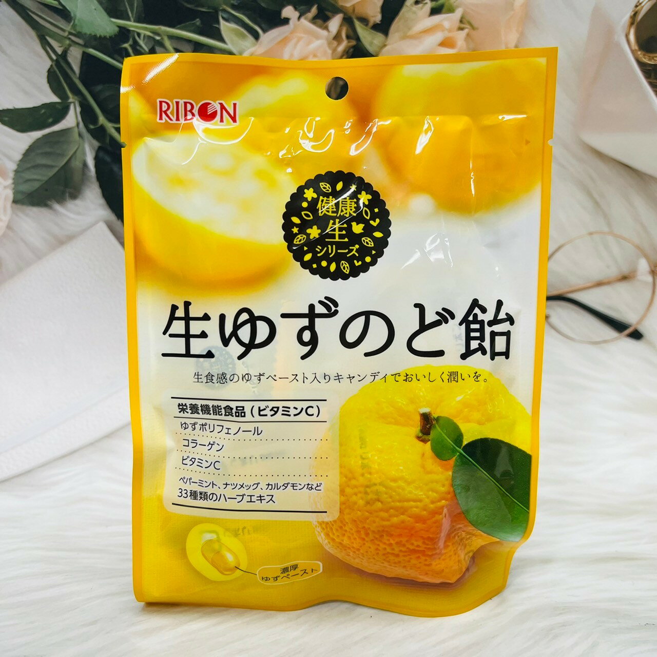 日本 Ribon 立夢 生柚子風味喉糖 58g 生柚喉糖