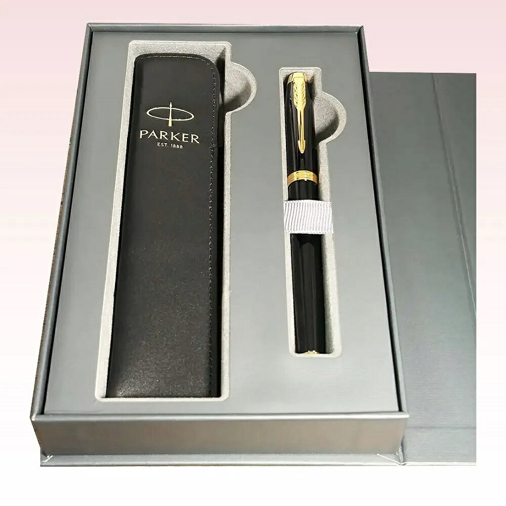 PARKER 派克 IM麗雅黑金夾鋼珠筆 真皮筆套禮盒 可刻字