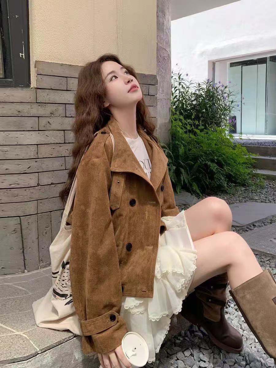 雙排釦麂皮絨短外套-2色  【B393262】