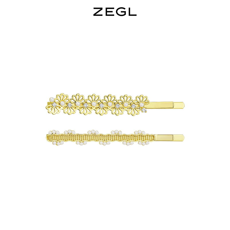 ZEGL設計師蕾絲系列花邊發夾女氣質精致發卡一字夾側邊邊夾發飾品
