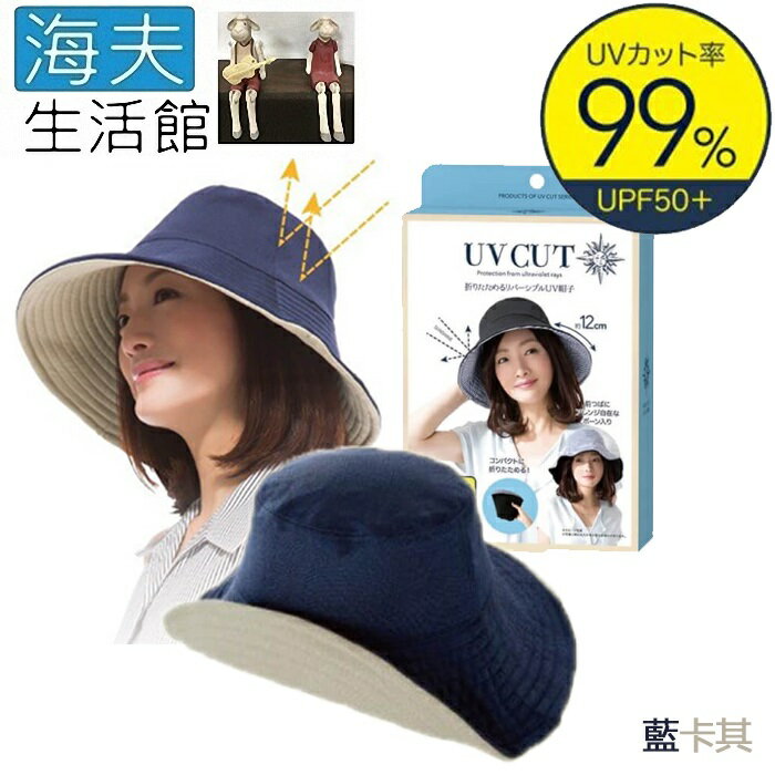 【海夫生活館】百力 NEEDS 雙面用 抗UV 高效遮陽帽 藍卡其(SF-9640)