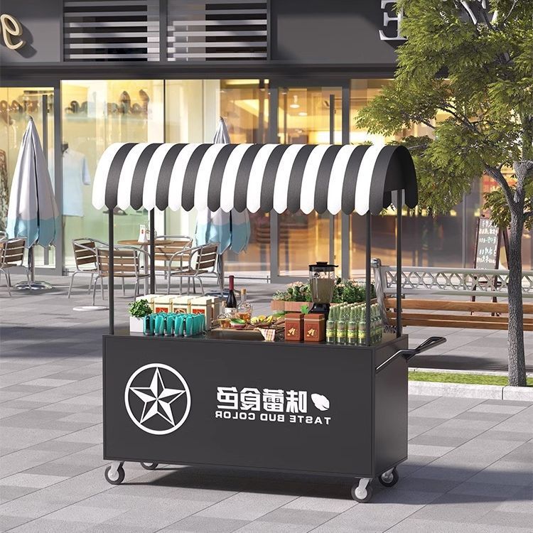 【免運/可開票】小推車 餐廳推車 零食推車 擺攤小推車夜市移動熟食地攤小吃車餐車商用花車攤位冰激凌售貨車