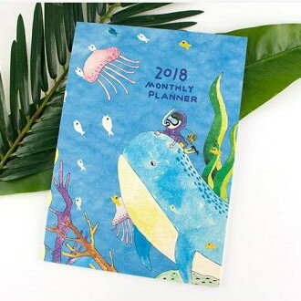 【珠友】2018年16K月計劃+筆記A鯨魚(共4款)
