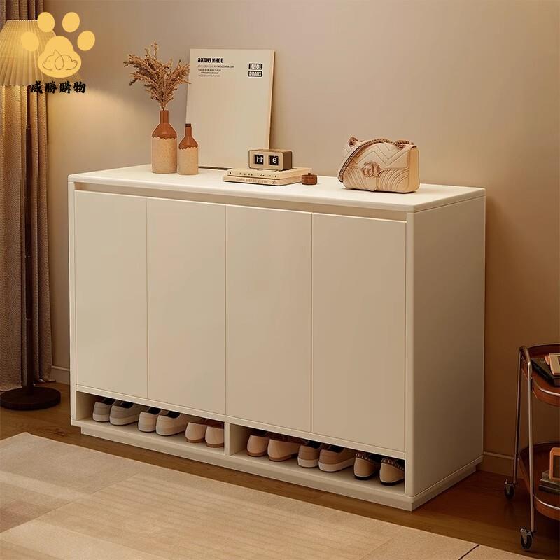 免運 快速發貨 鞋櫃 家用門口奶油風收納櫃 一體靠墻入戶2025新款陽臺 大容量玄關櫃【WS103】