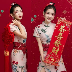藝術照個人寫真服裝復古中國風主題攝影服裝影樓展會新款喜慶旗袍