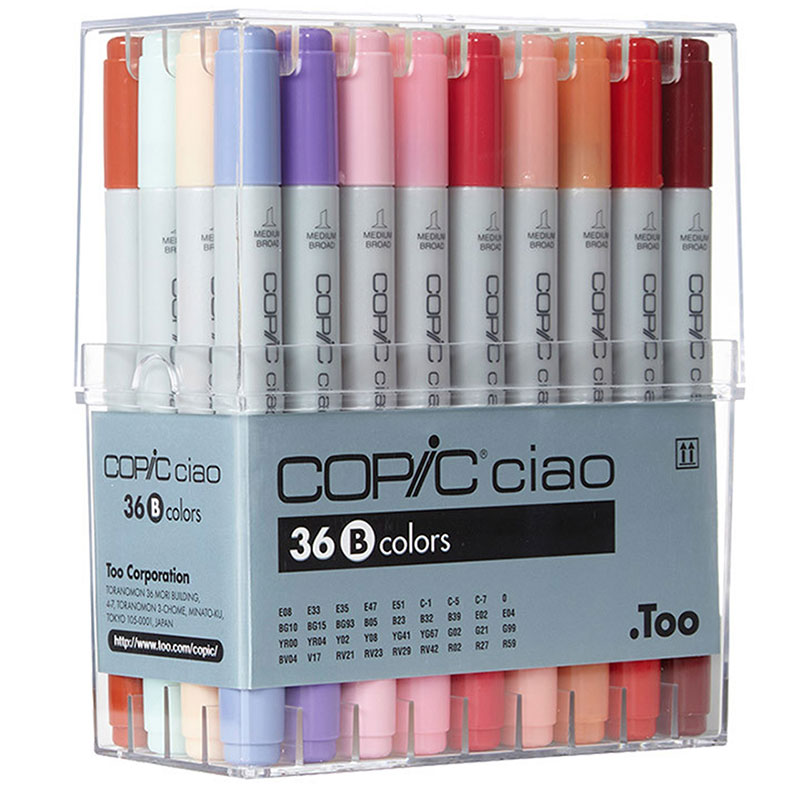 日本原裝進口COPIC Ciao 第三代圓桿麥克筆36 Color Set B 36色B色系36B