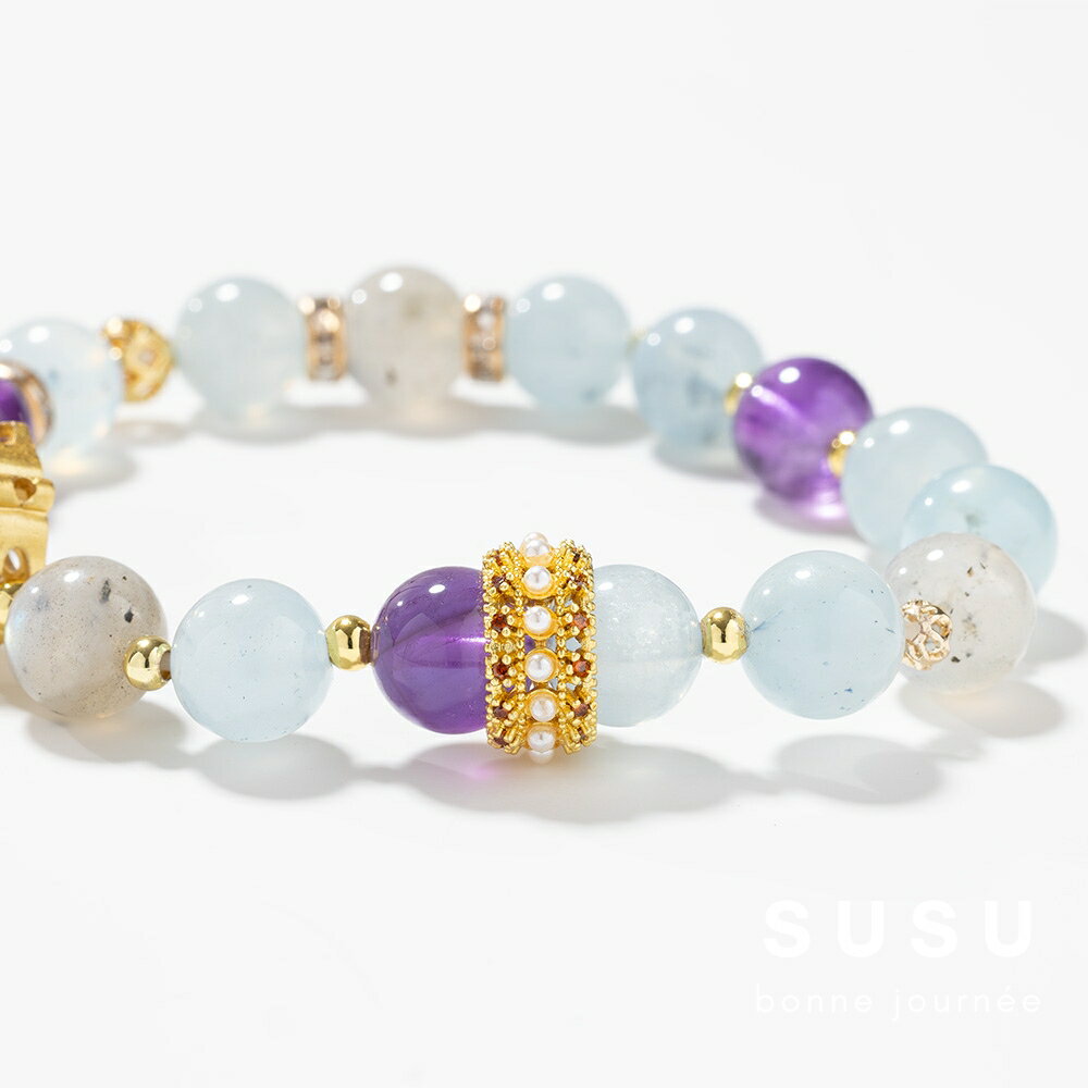 SU SU︱雲海水晶手鍊❤️月光石 海藍寶 紫水晶 事業運 招財 轉運 能量 防小人 送禮 推薦 3