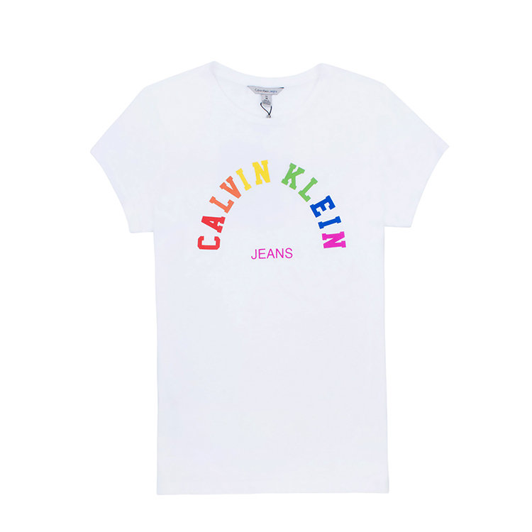 美國百分百【Calvin Klein】T恤 CK 女 短袖 logo 圓領 女T T-shirt 白色 S號 J476