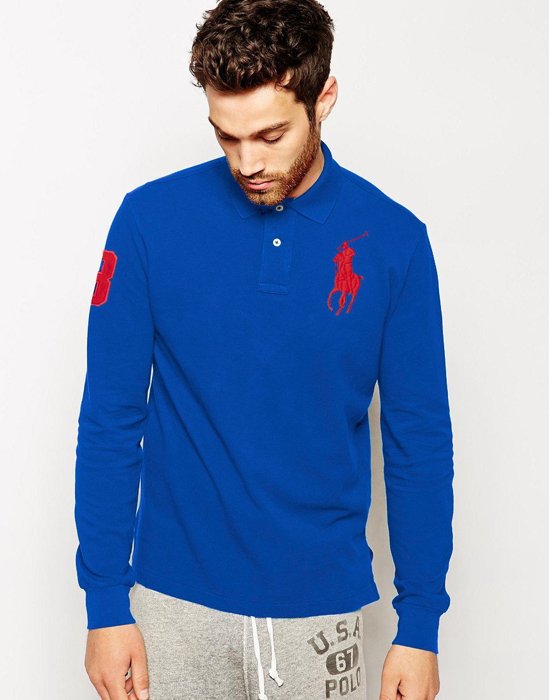 美國百分百【全新真品】Ralph Lauren 大馬 Polo衫 RL 長袖 上衣 寶藍色 紅馬 XS S號 A154