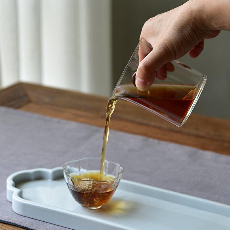 紅檀木雙耳公道杯 手工耐熱玻璃公道杯 加厚茶海分茶器 功夫茶具 1