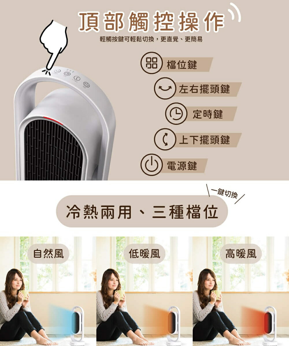 【2024年新款 快速出貨】HERAN 禾聯 HPH-13DH310 冷暖 3D 擺頭 抑菌陶瓷式電暖器 2