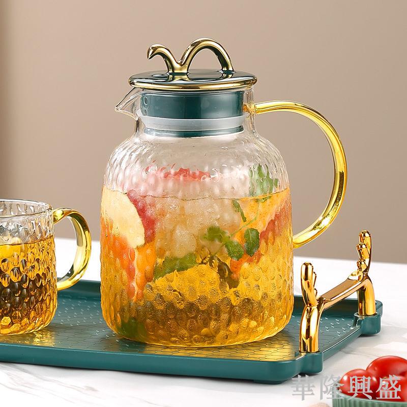 冷水壺套裝網紅涼水壺玻璃耐高溫防爆加厚家用大容量花茶壺高顏值