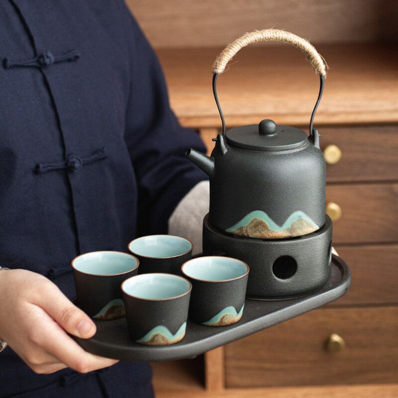 遠日式提梁壺茶具整套手繪陶瓷泡茶壺禮盒套裝會伴手
