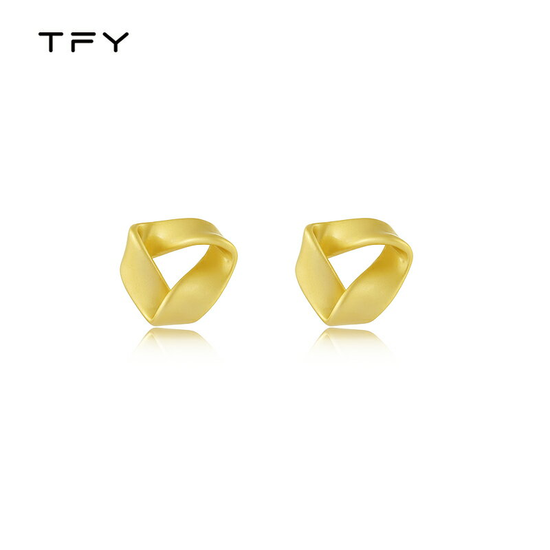 TFY法式啞光金色耳環女小眾設計感高級大氣耳釘百搭網紅復古耳飾