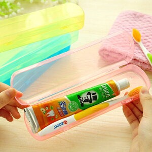 果凍色洗漱收納盒 牙刷 牙膏 旅行 餐具 筷子 湯匙 叉子 便攜 卡扣 瀝水 ♚MY COLOR♚【G044】