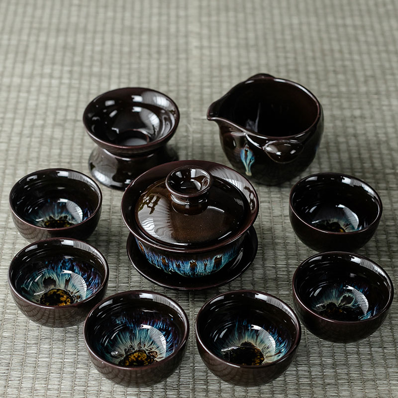 簡約功夫茶具家用小套裝陶瓷紫砂客廳創意玻璃茶杯小茶壺茶道蓋碗