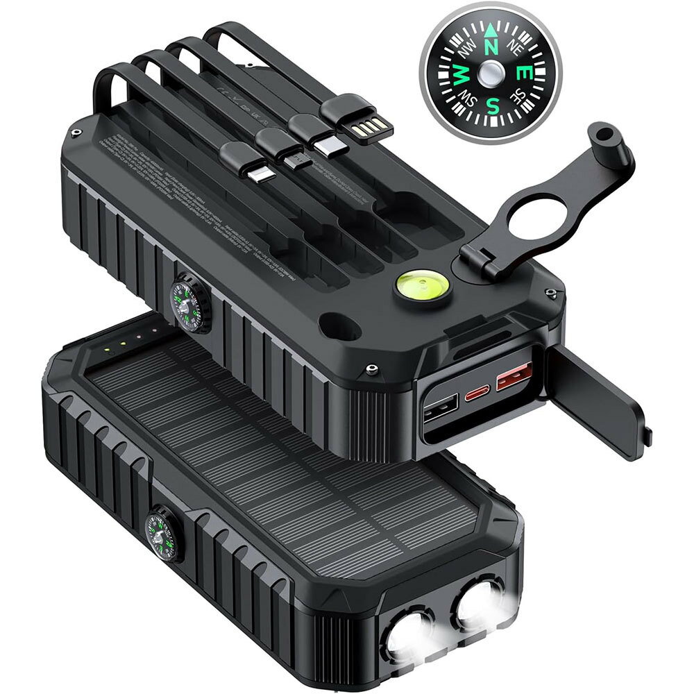 手搖發電PSE認證太陽能PD雙向行動電源 登山LED露營燈軍規戶外防水防塵防摔移動電源20000mAh 5